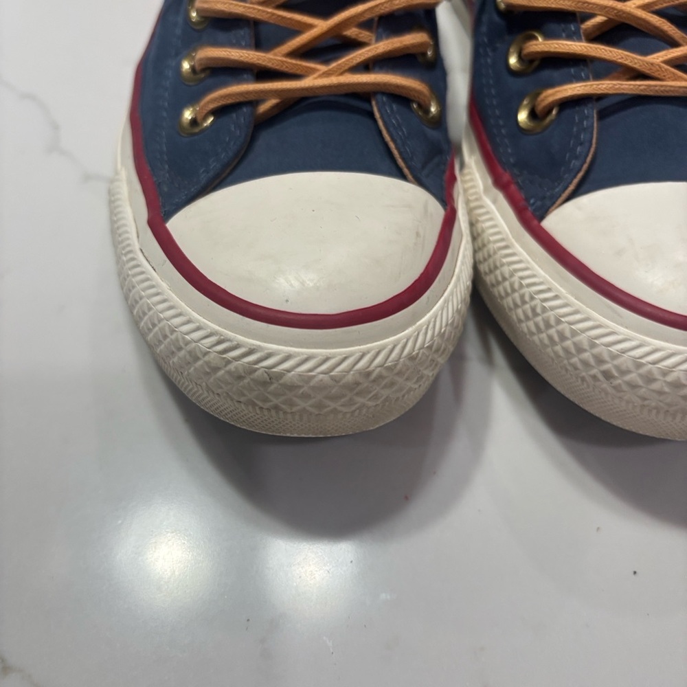 Converse Navy Canvas Low-Top Sneakers with Tan Laces - Picture 5 of 12